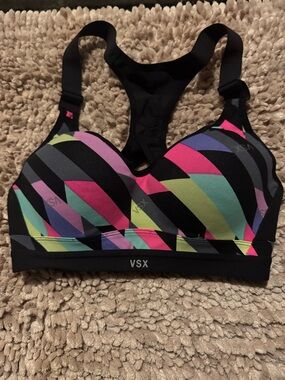 Victoria's Secret VSX Neon Stripe Sports Bra - Black, Pink, Green, Blue, Purple